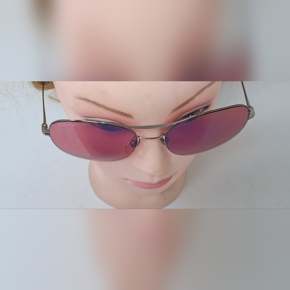 NWT Gucci Techno Ultra Light Sunglasses Metal Rose Pink Lenses GG4253S 58-16-140 - Picture 11 of 16